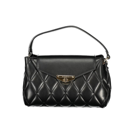 Mario Valentino Black Leather Handbag with Adjustable Strap