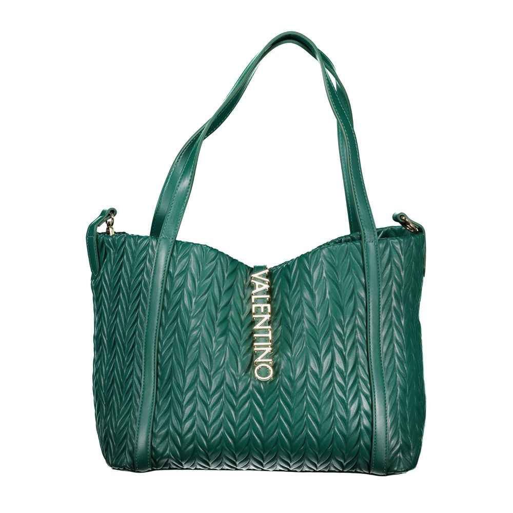 Mario Valentino Green Smooth Leather Handbag with Contrast Details