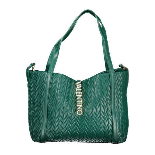 Mario Valentino Green Smooth Leather Handbag with Contrast Details