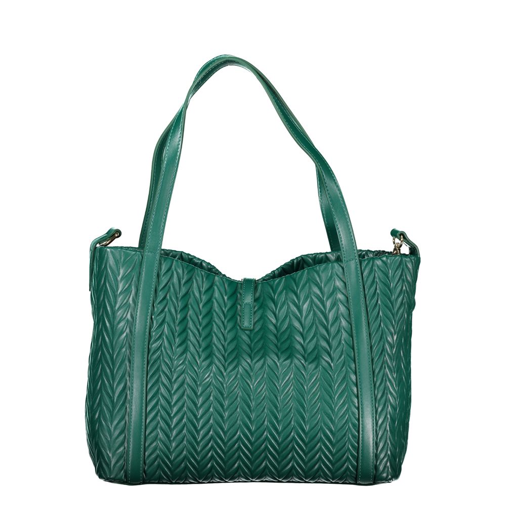 Mario Valentino Green Smooth Leather Handbag with Contrast Details