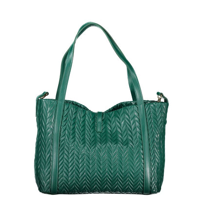 Mario Valentino Green Smooth Leather Handbag with Contrast Details