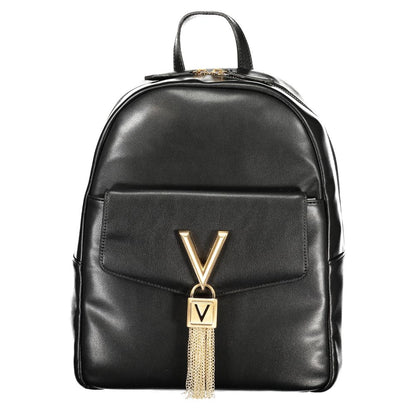 Mario Valentino Black Leather Finish Backpack with Adjustable Straps