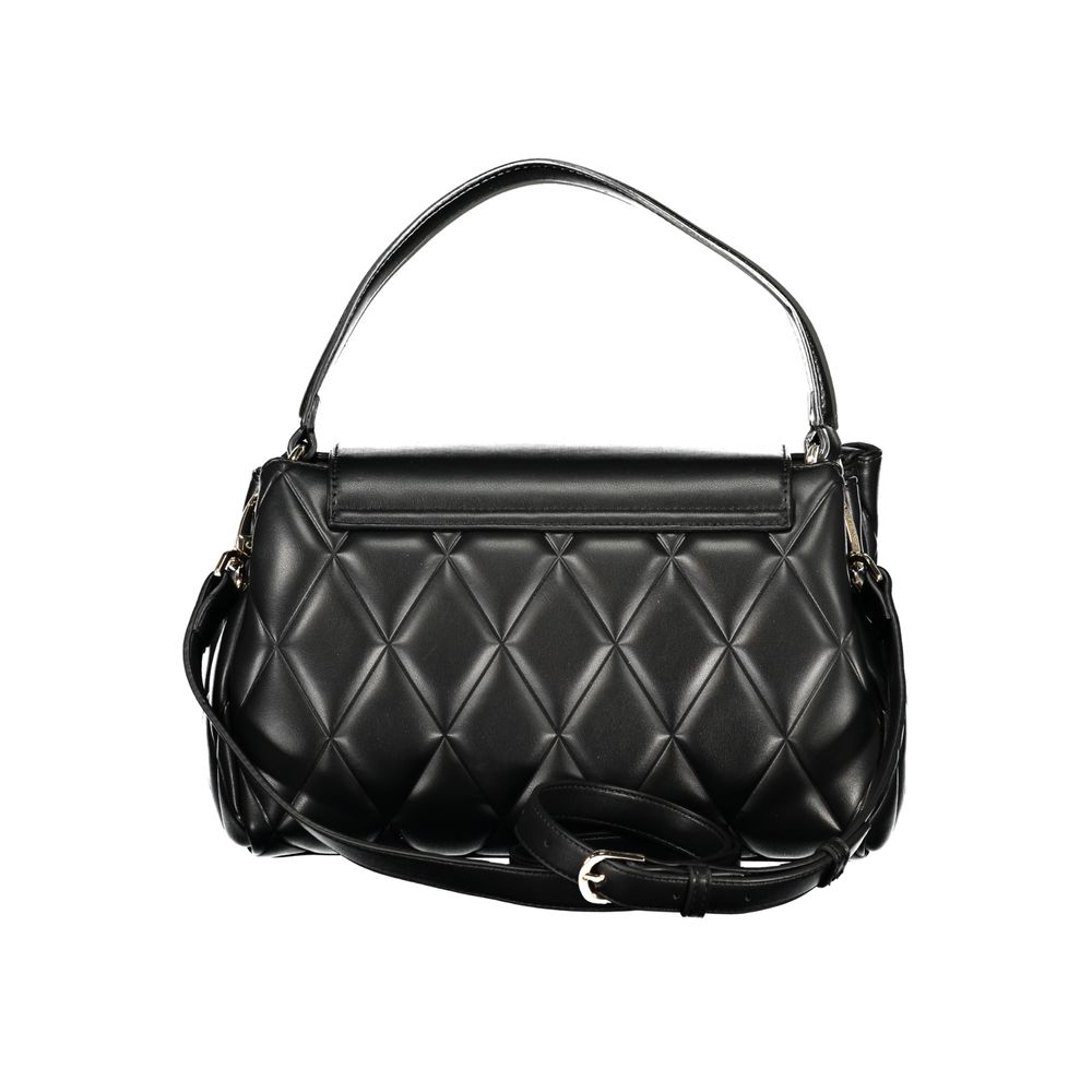 Mario Valentino Black Leather Handbag with Adjustable Strap