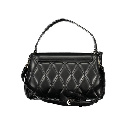Mario Valentino Black Leather Handbag with Adjustable Strap