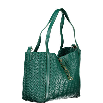 Mario Valentino Green Smooth Leather Handbag with Contrast Details