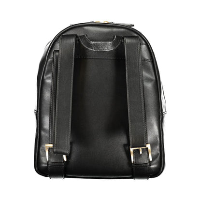 Mario Valentino Black Leather Finish Backpack with Adjustable Straps