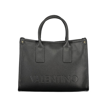 Mario Valentino Black Smooth Leather Handbag with Adjustable Straps