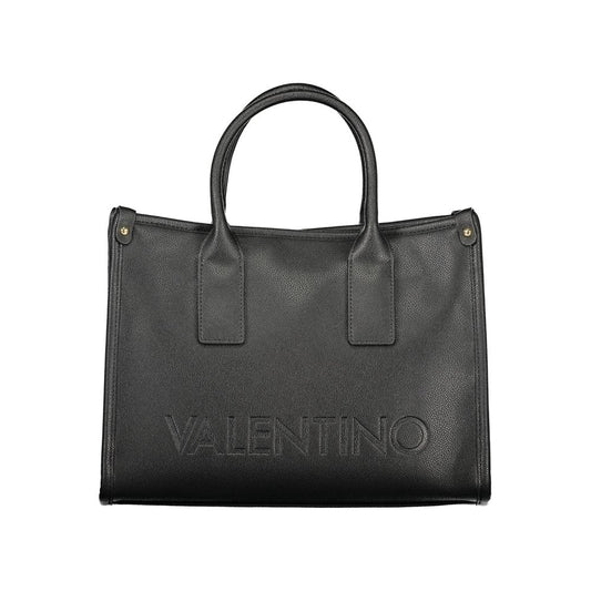 Mario Valentino Black Smooth Leather Handbag with Adjustable Straps