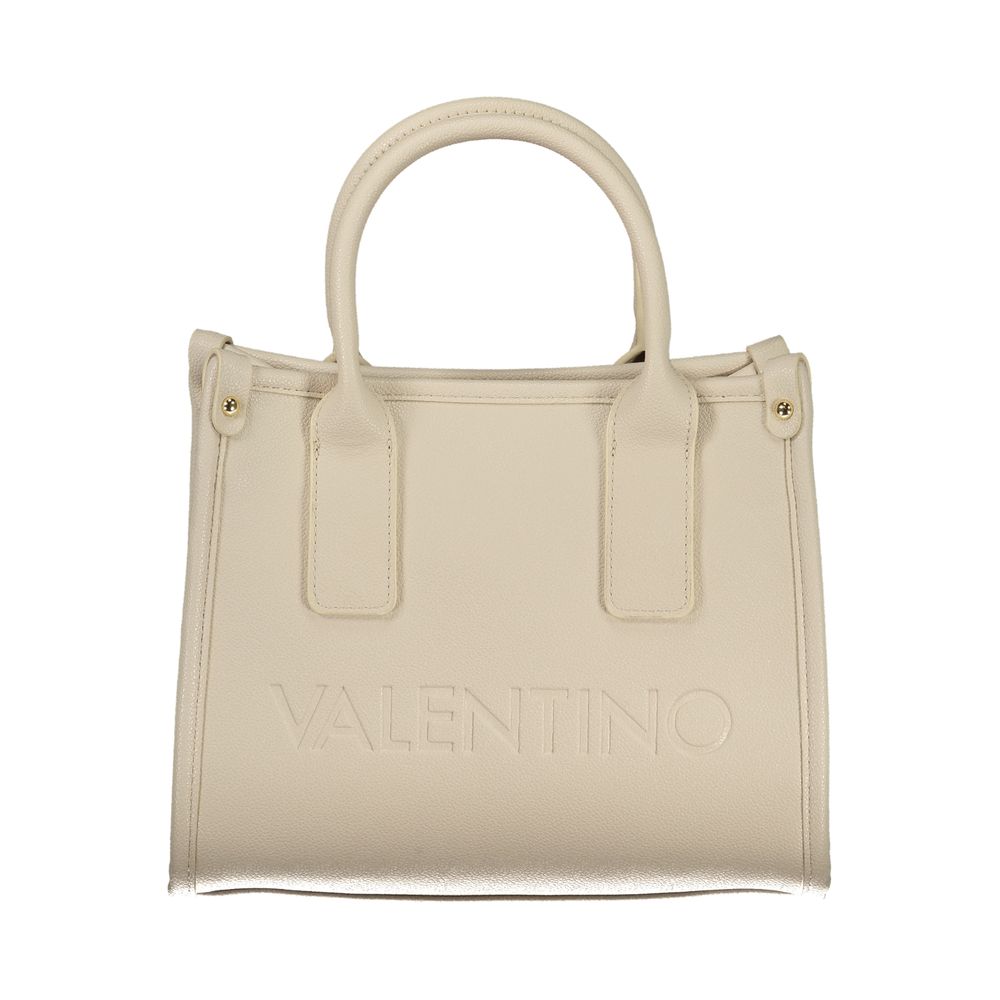 Mario Valentino Beige Leather-Finish Handbag with Adjustable Straps