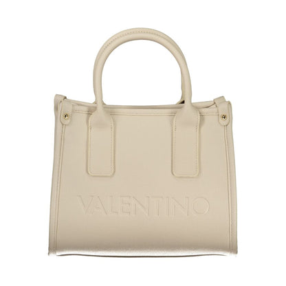 Mario Valentino Beige Leather-Finish Handbag with Adjustable Straps