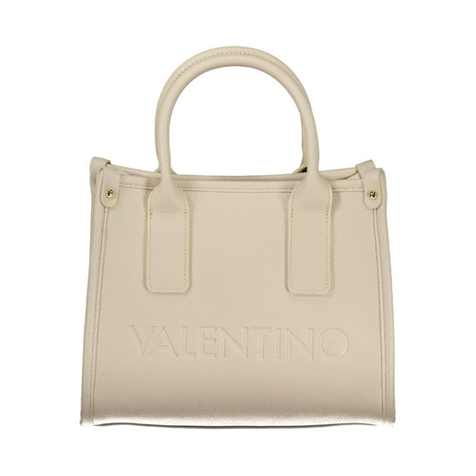 Mario Valentino Beige Leather-Finish Handbag with Adjustable Straps