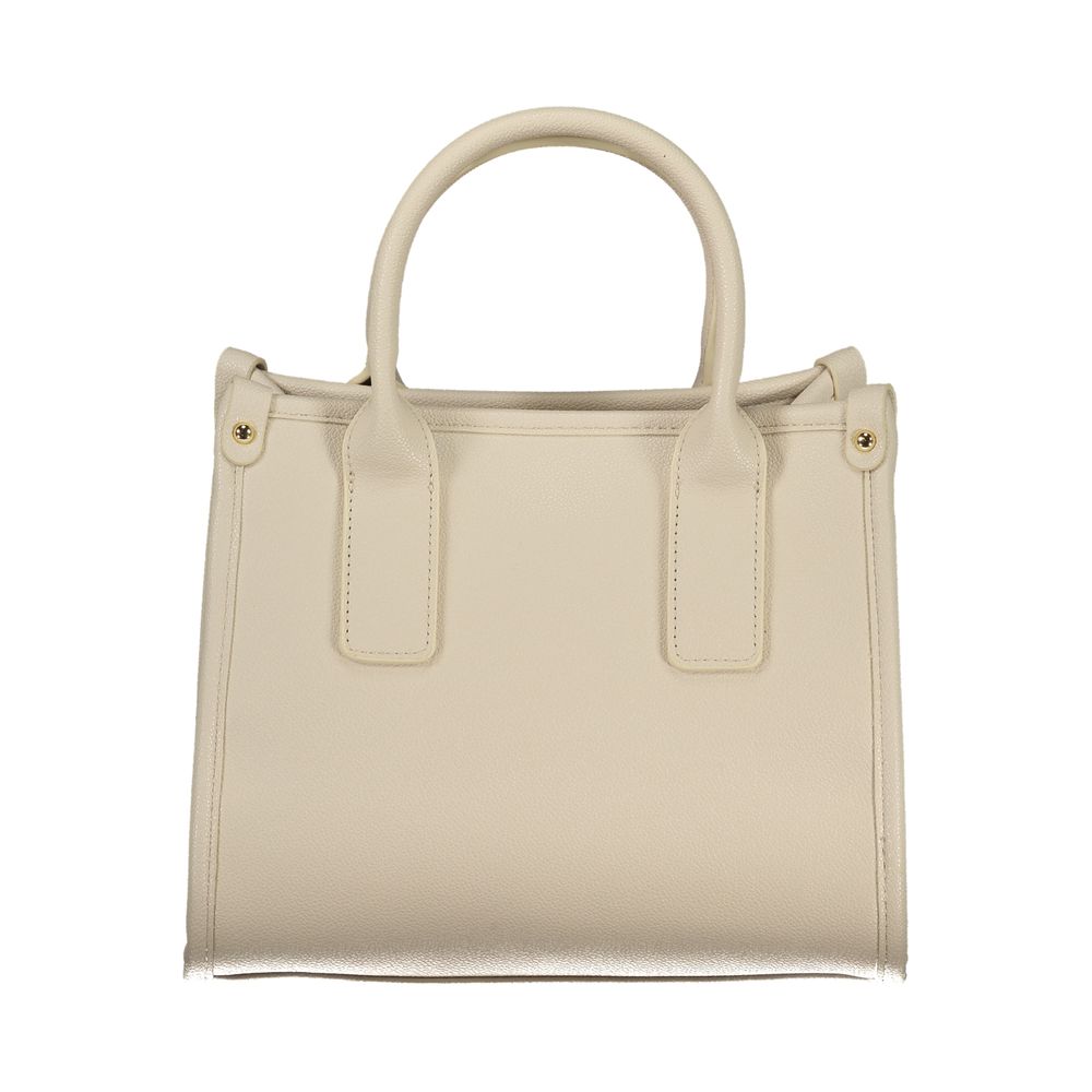 Mario Valentino Beige Leather-Finish Handbag with Adjustable Straps
