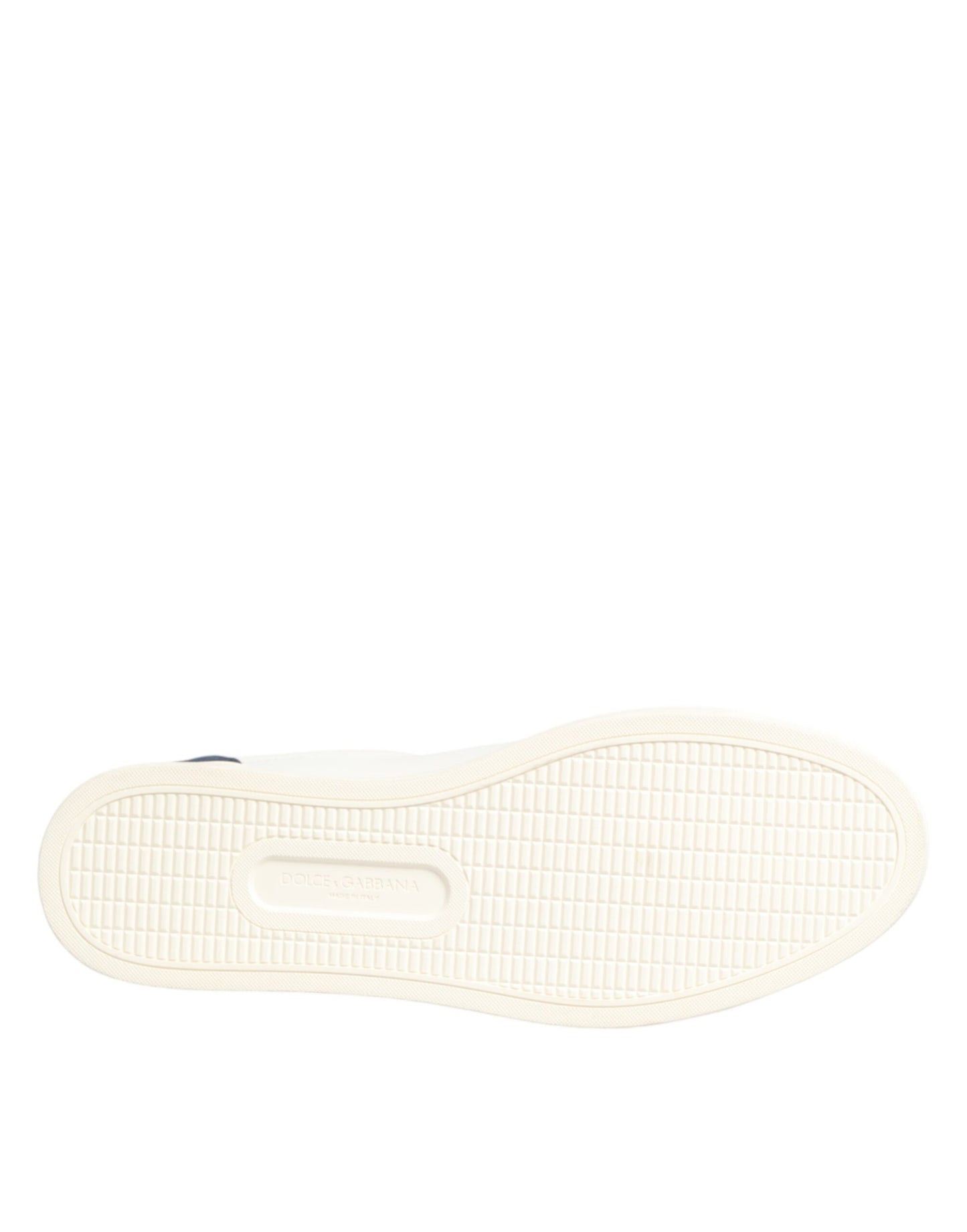 Dolce & Gabbana White Blue Leather Logo Patch Sneakers