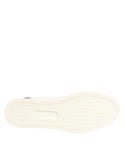 Dolce & Gabbana White Blue Leather Logo Patch Sneakers