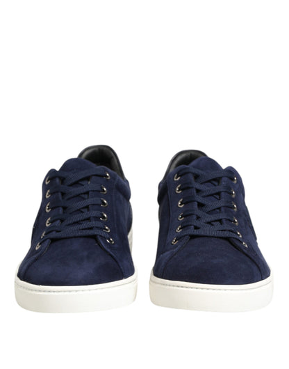 Dolce & Gabbana Blue Leather Suede Low Top Sneakers