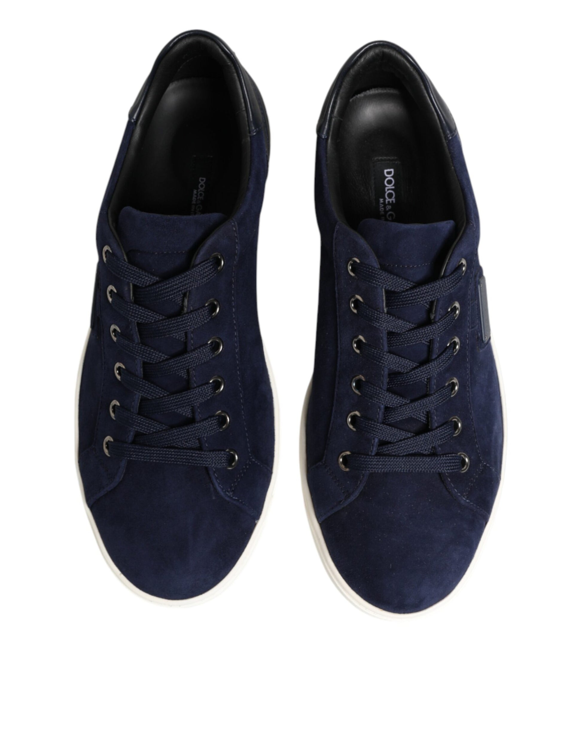 Dolce & Gabbana Blue Leather Suede Low Top Sneakers