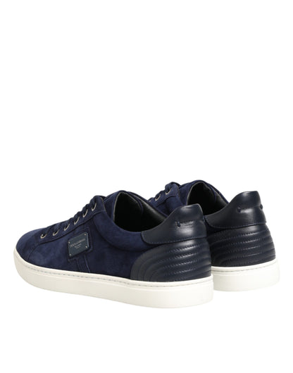 Dolce & Gabbana Blue Leather Suede Low Top Sneakers