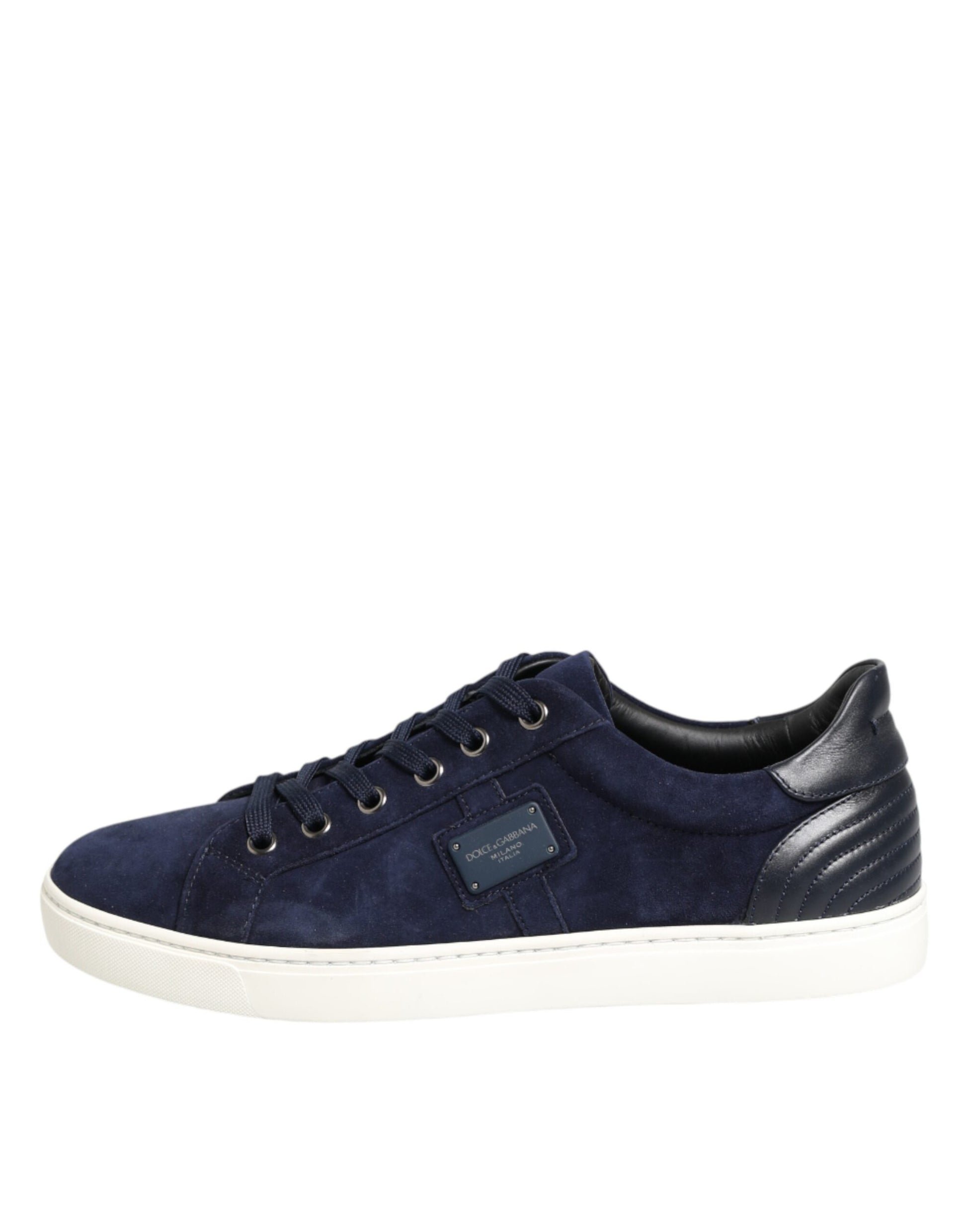 Dolce & Gabbana Blue Leather Suede Low Top Sneakers