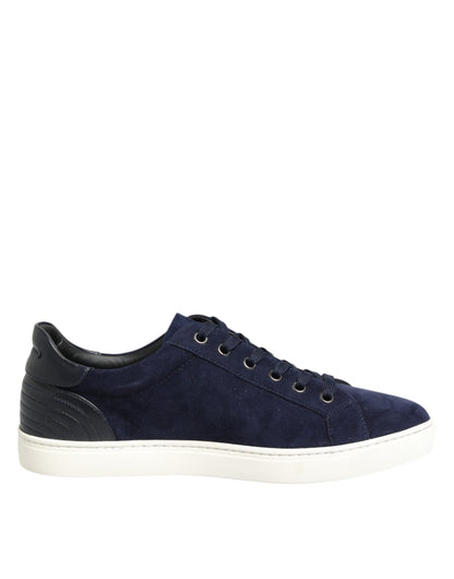 Dolce & Gabbana Blue Leather Suede Low Top Sneakers