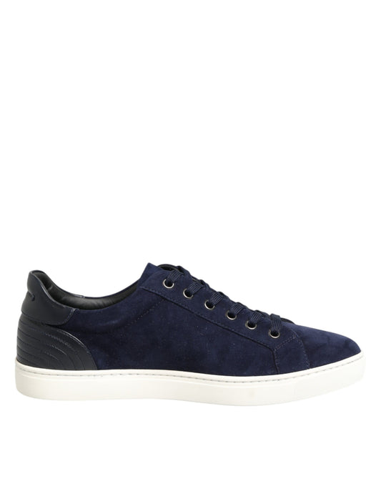 Dolce & Gabbana Blue Leather Suede Low Top Sneakers