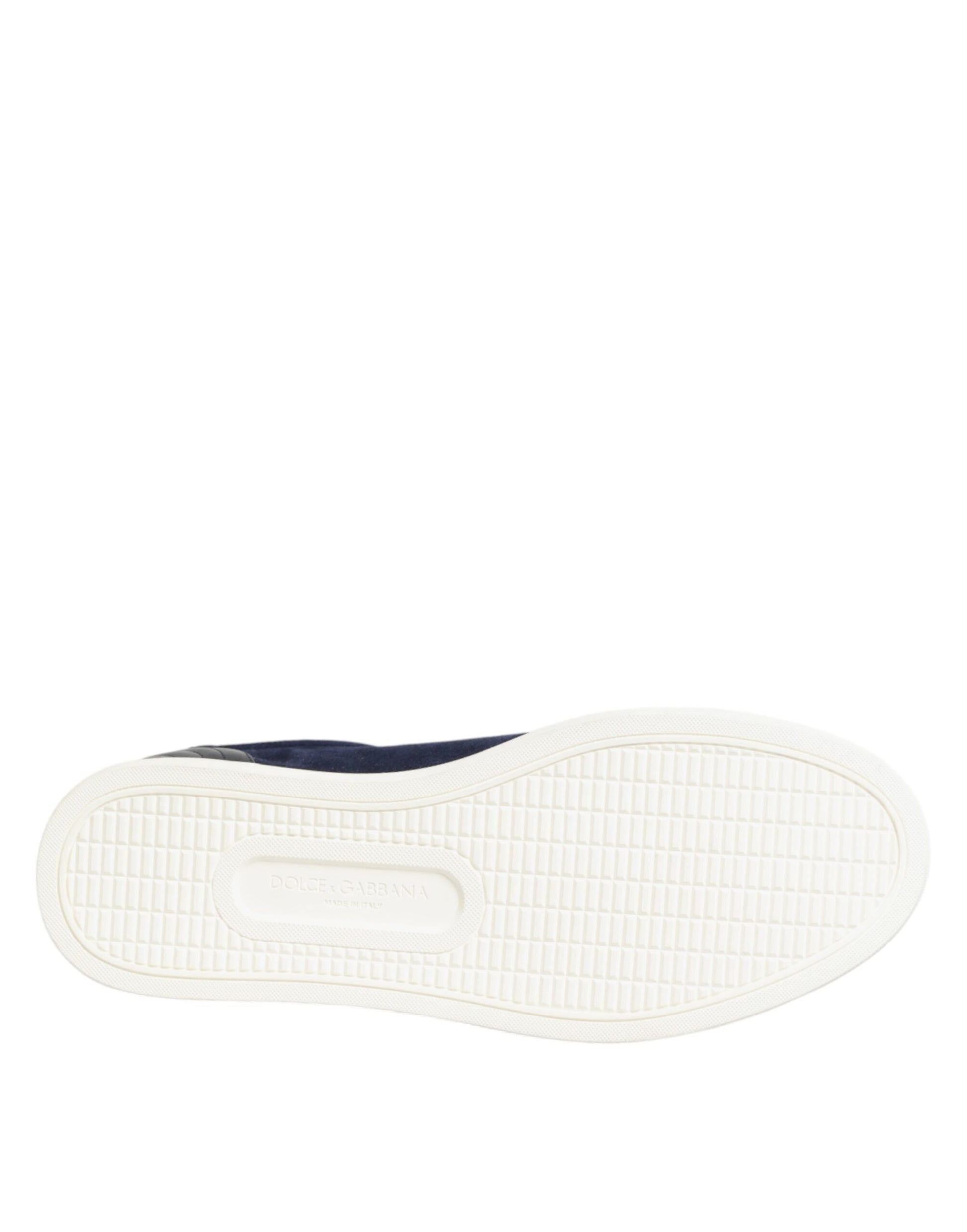 Dolce & Gabbana Blue Leather Suede Low Top Sneakers