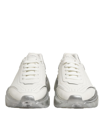 Dolce & Gabbana White Silver Daymaster Low Top Sneakers Shoes