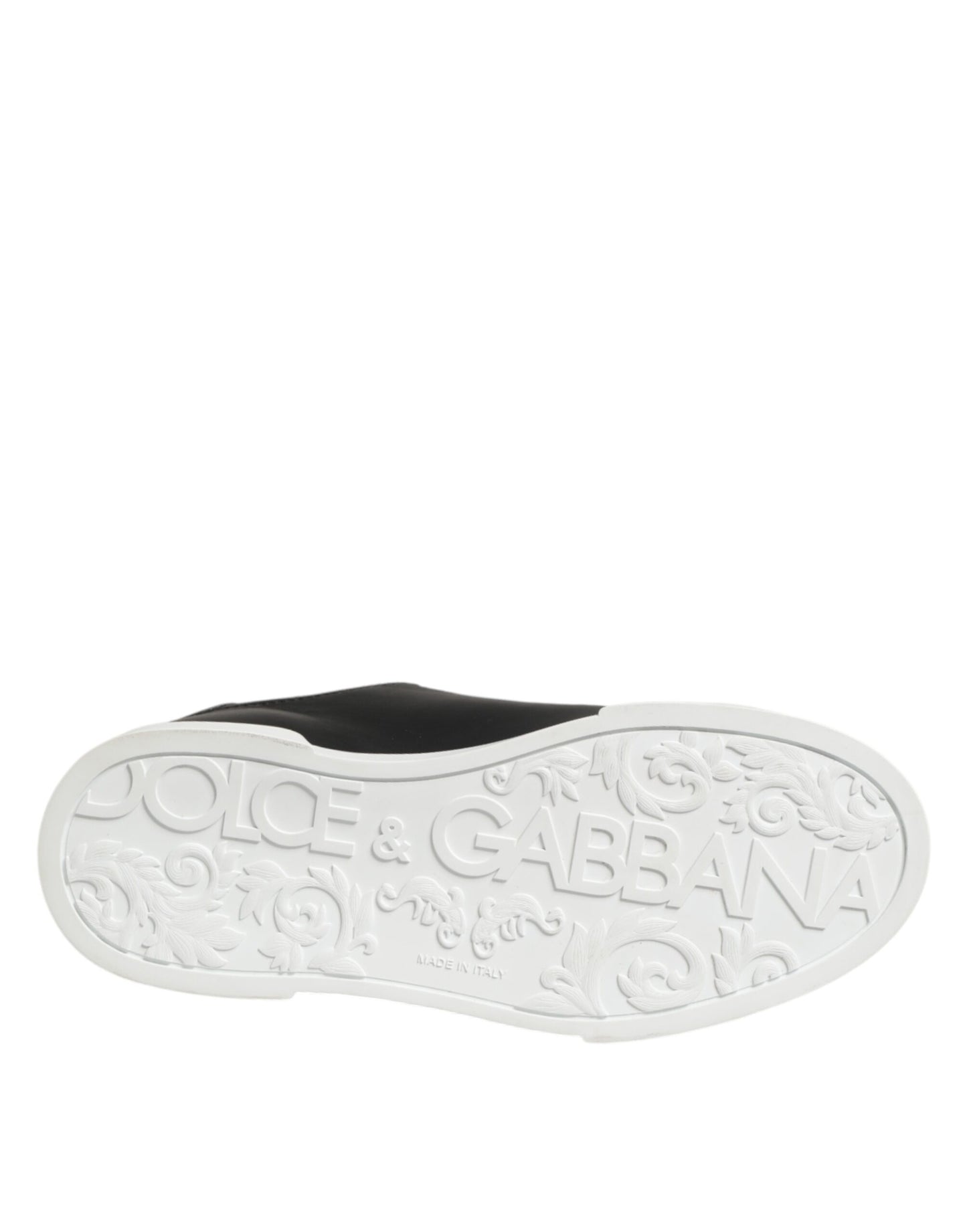 Dolce & Gabbana Black Leather Heart Embellished Sneakers