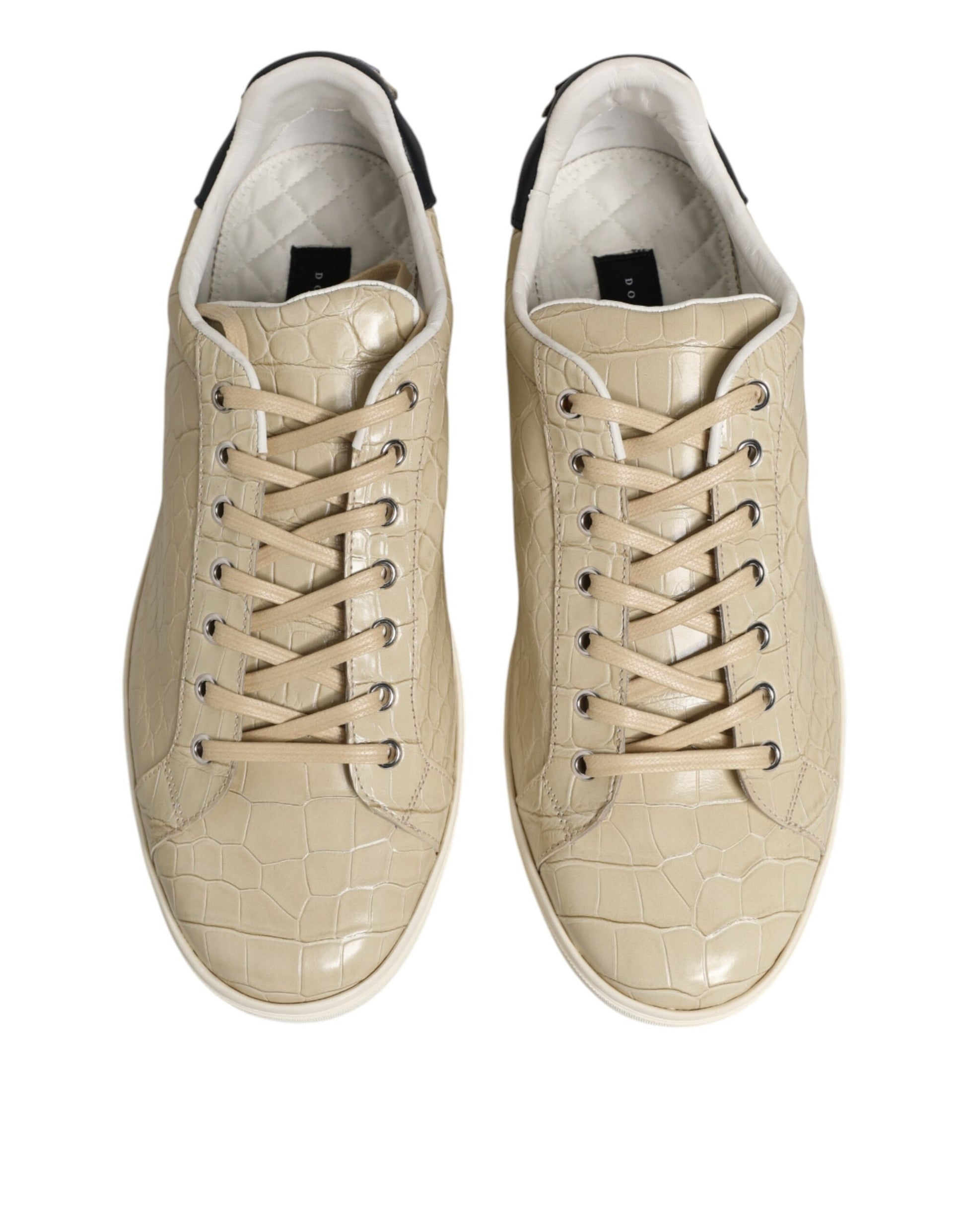 Dolce & Gabbana Beige London Low Top Leather Sneakers