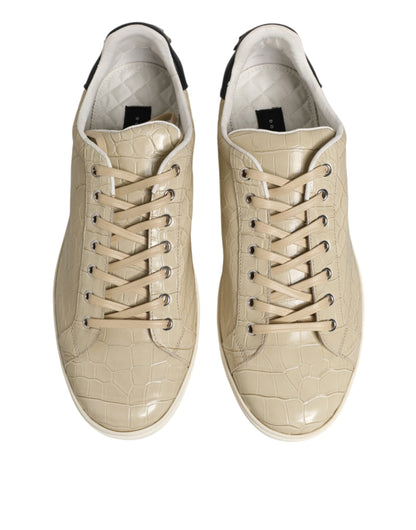 Dolce & Gabbana Beige London Low Top Leather Sneakers