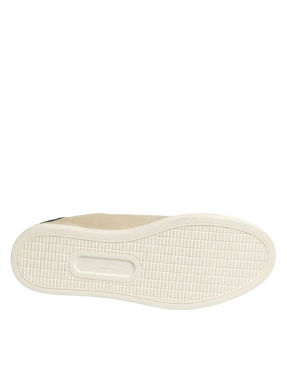 Dolce & Gabbana Beige London Low Top Leather Sneakers