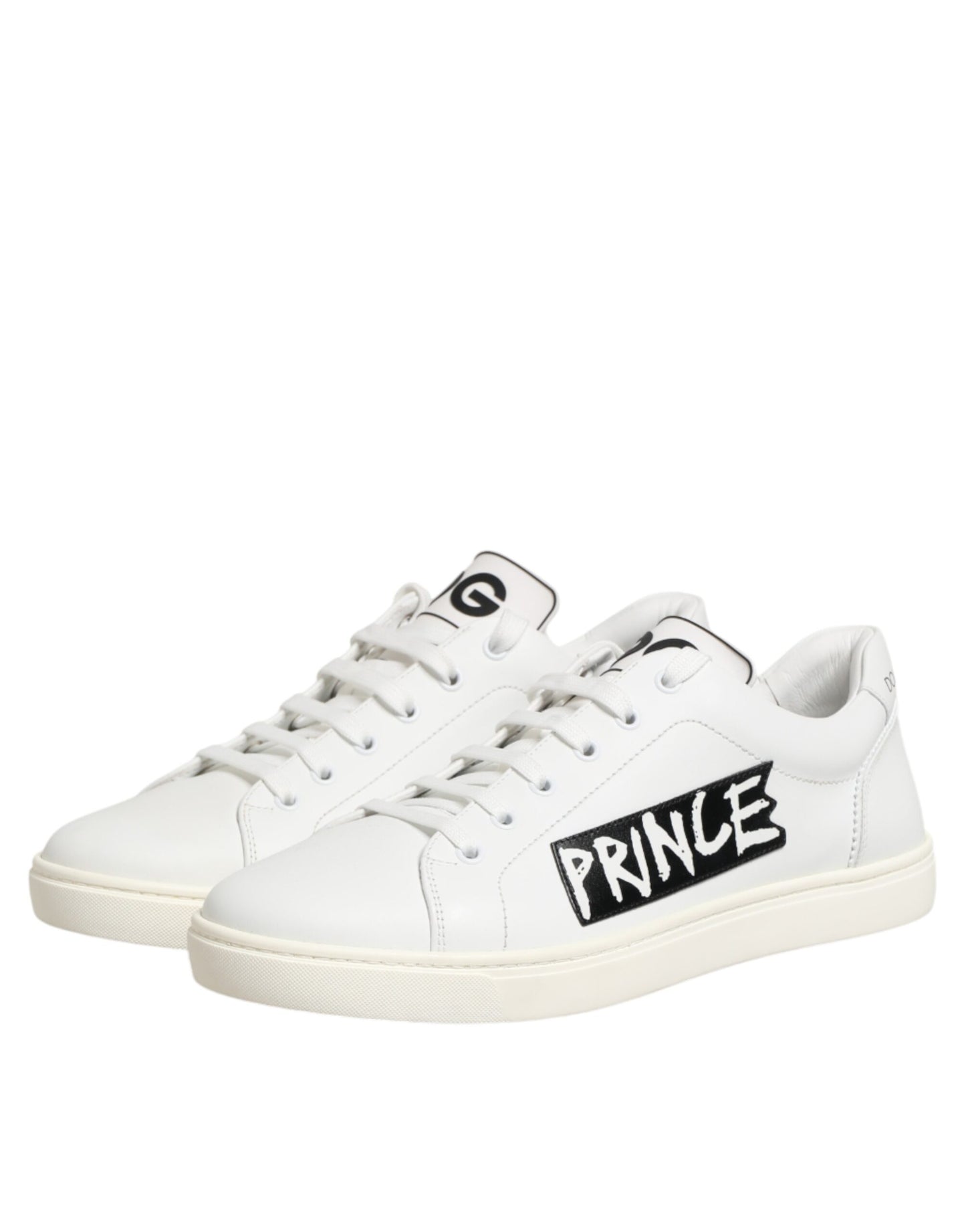 Dolce & Gabbana White Prince Leather Low Top Men Sneakers Shoes