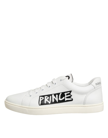 Dolce & Gabbana White Prince Leather Low Top Men Sneakers Shoes
