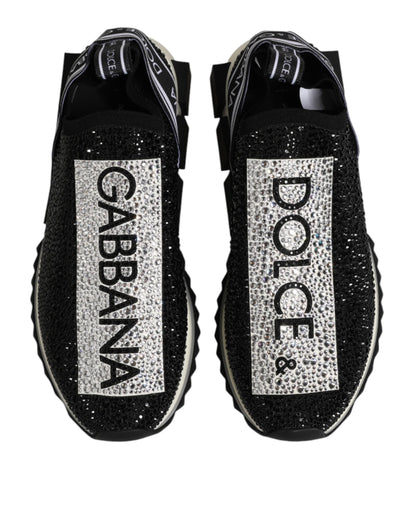 Dolce & Gabbana Black Strass Slip-On Men's Sorrento Sneakers