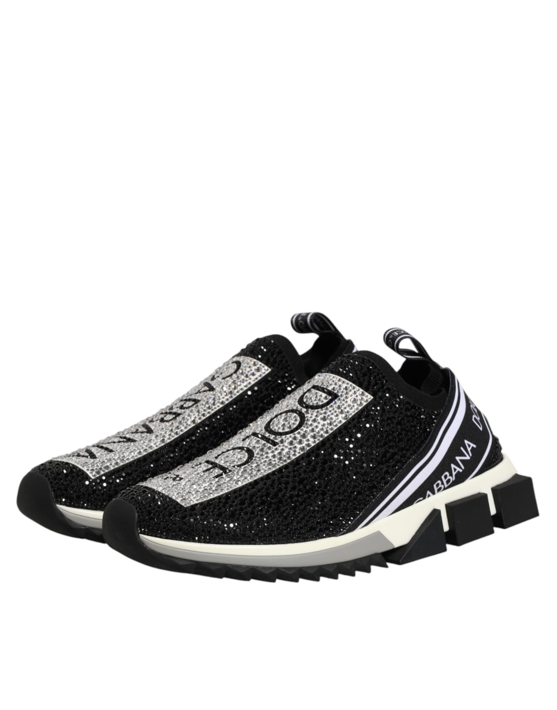 Dolce & Gabbana Black Strass Slip-On Men's Sorrento Sneakers