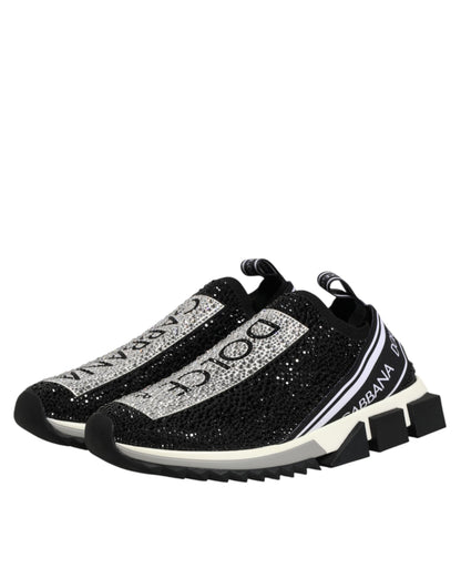 Dolce & Gabbana Black Strass Slip-On Men's Sorrento Sneakers