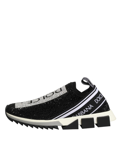 Dolce & Gabbana Black Strass Slip-On Men's Sorrento Sneakers