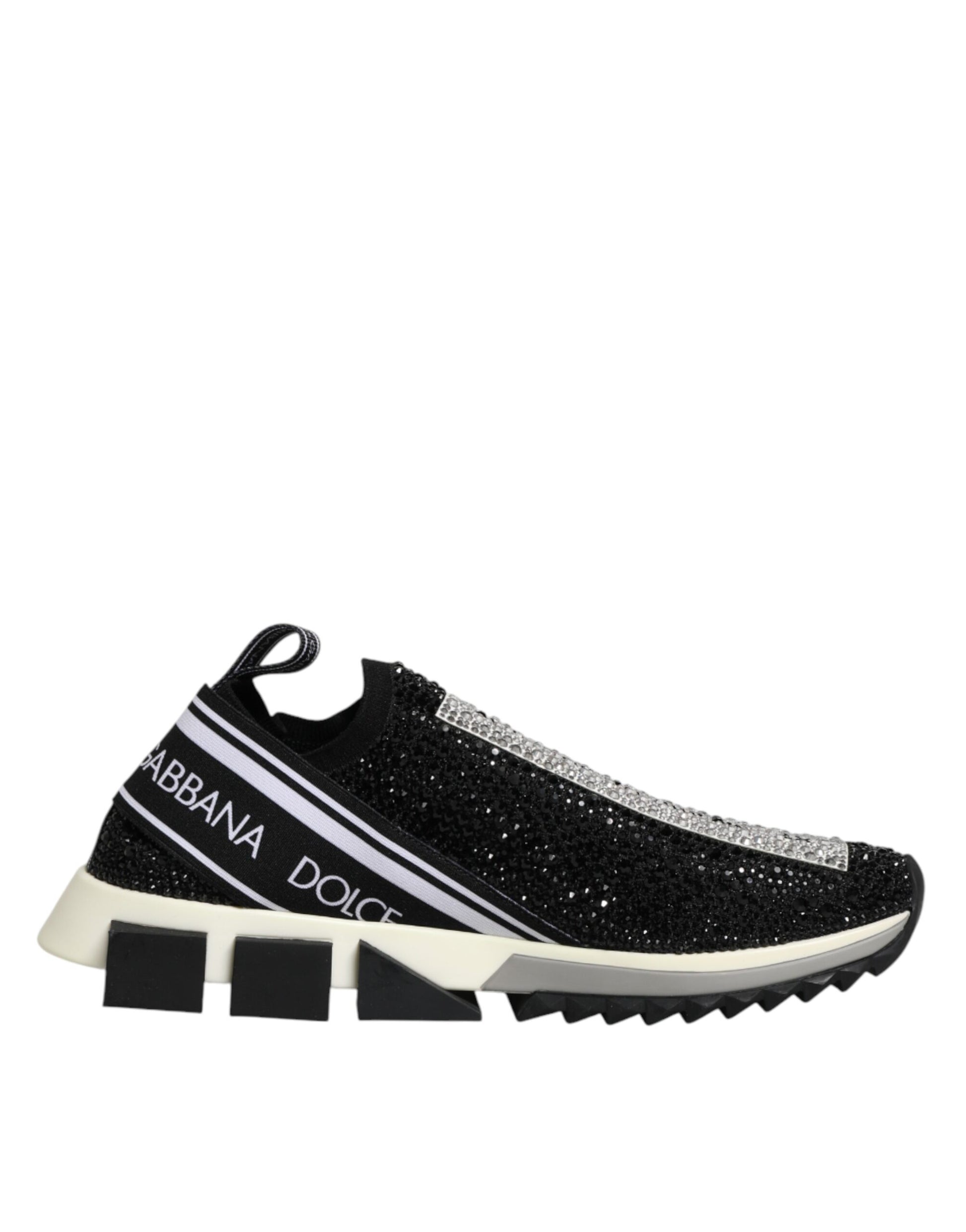 Dolce & Gabbana Black Strass Slip-On Men's Sorrento Sneakers