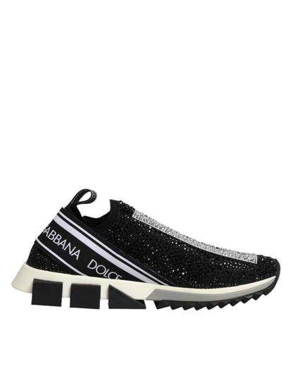 Dolce & Gabbana Black Strass Slip-On Men's Sorrento Sneakers