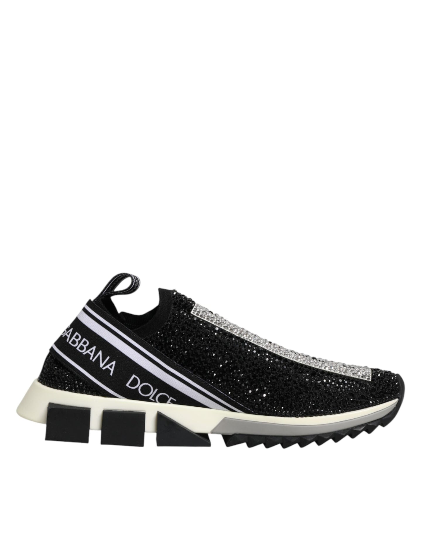 Dolce & Gabbana Black Strass Slip-On Men's Sorrento Sneakers