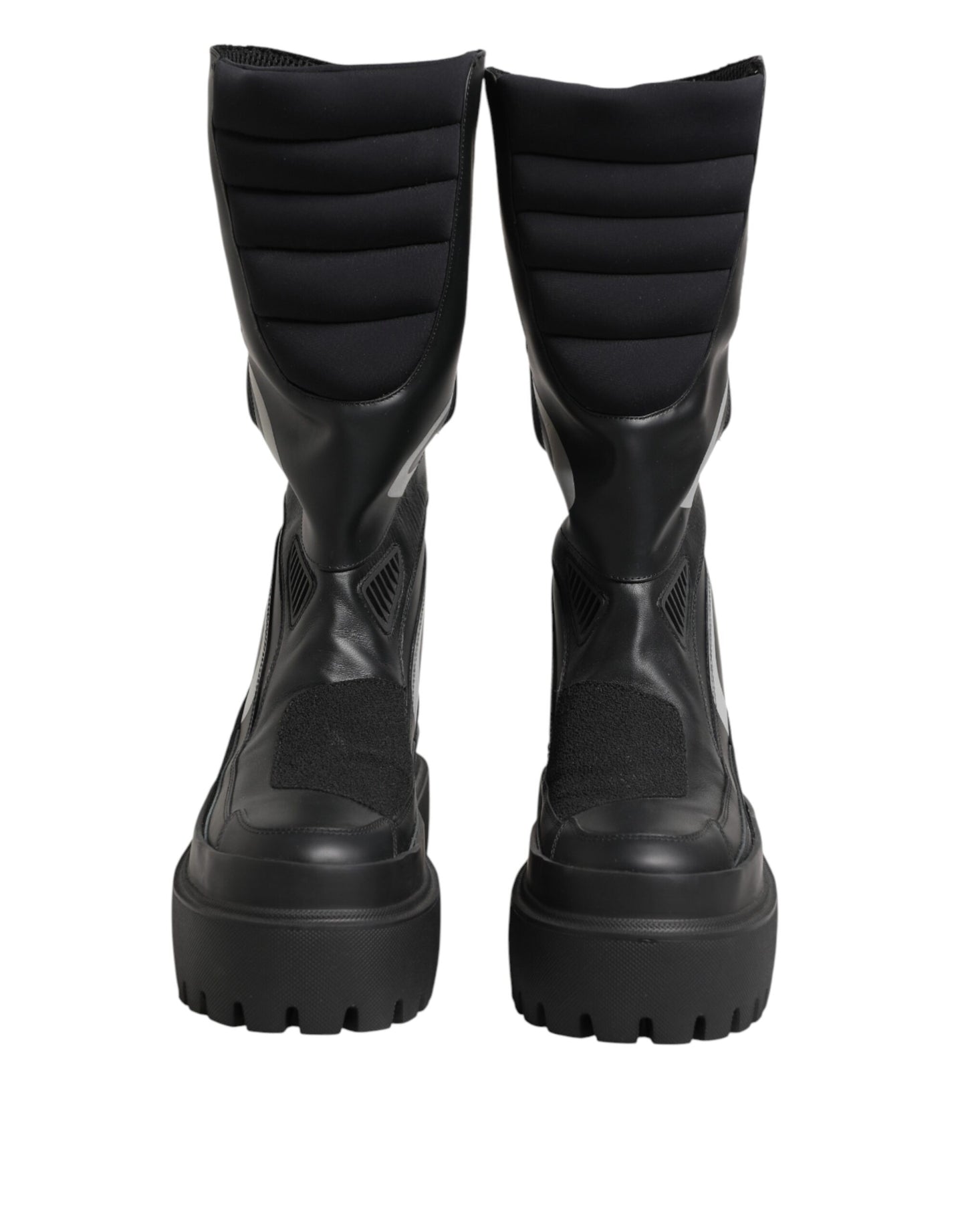 Dolce & Gabbana Black Leather Mid Calf Biker Boots