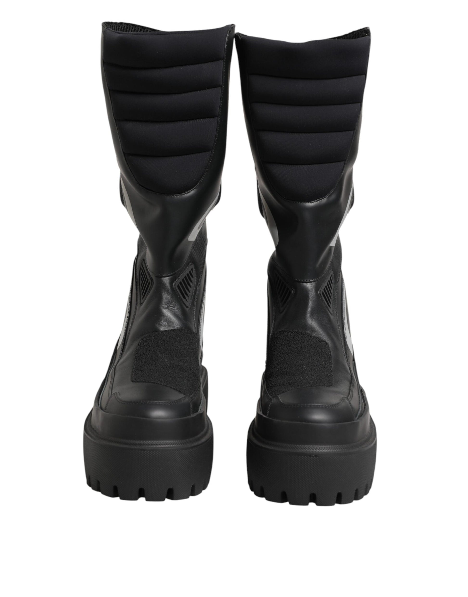 Dolce & Gabbana Black Leather Mid Calf Biker Boots