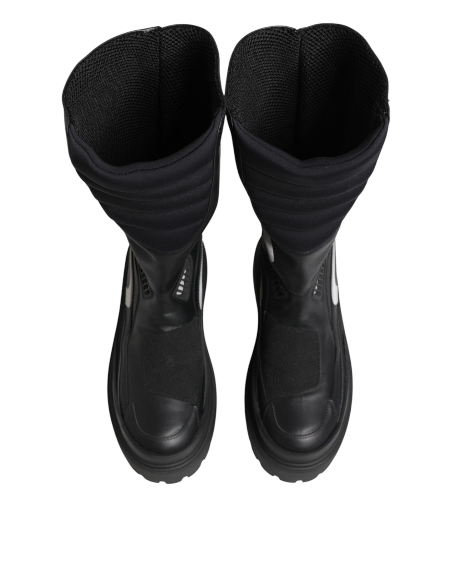 Dolce & Gabbana Black Leather Mid Calf Biker Boots