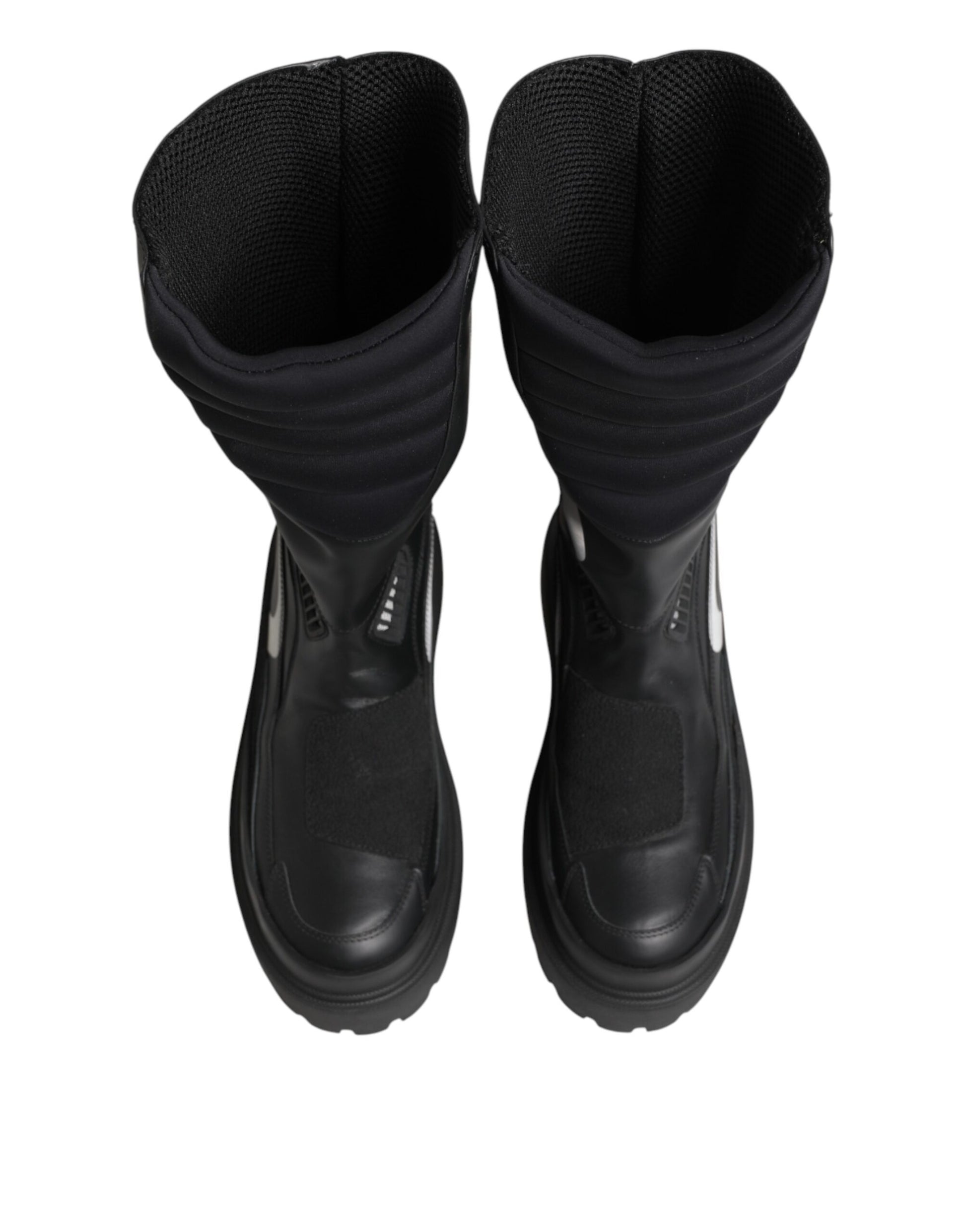 Dolce & Gabbana Black Leather Mid Calf Biker Boots