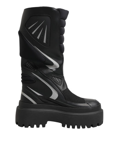 Dolce & Gabbana Black Leather Mid Calf Biker Boots