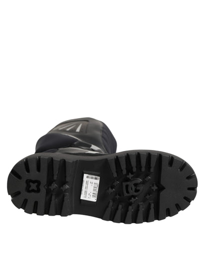 Dolce & Gabbana Black Leather Mid Calf Biker Boots