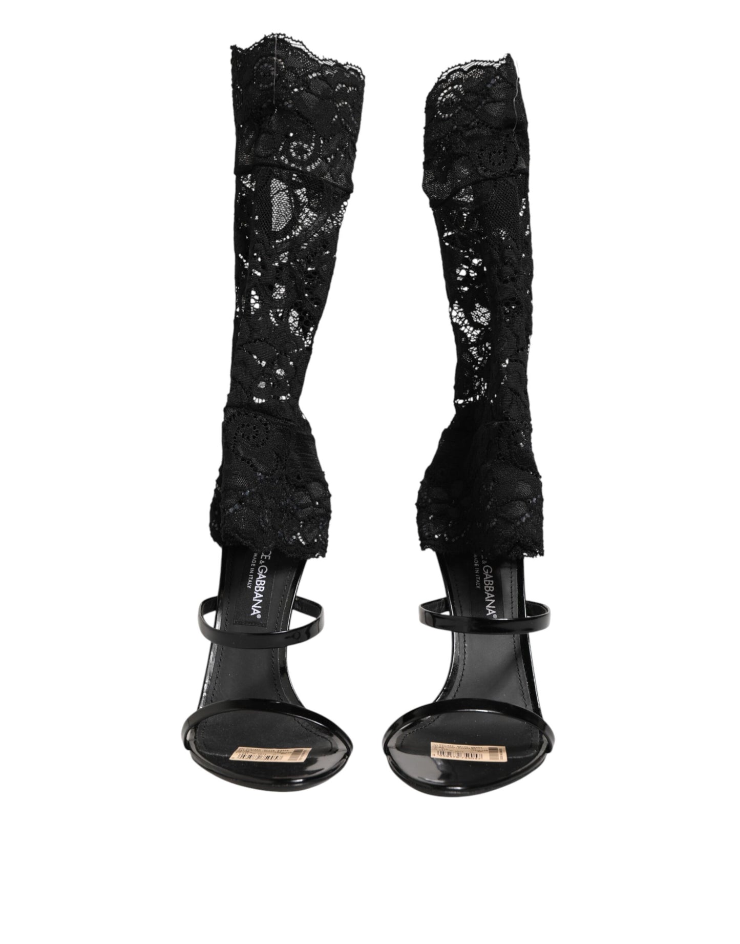 Dolce & Gabbana Black Floral Lace Heels Sandals