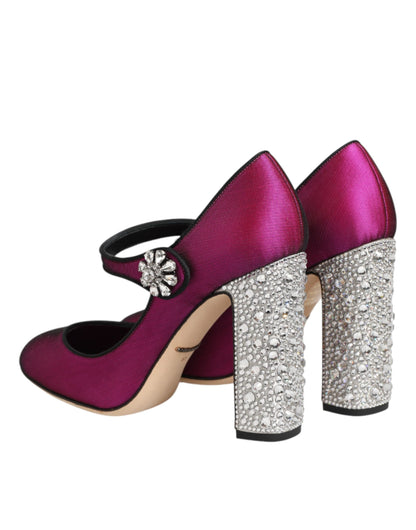 Dolce & Gabbana Pink Strass Mary Janes Heels Pumps