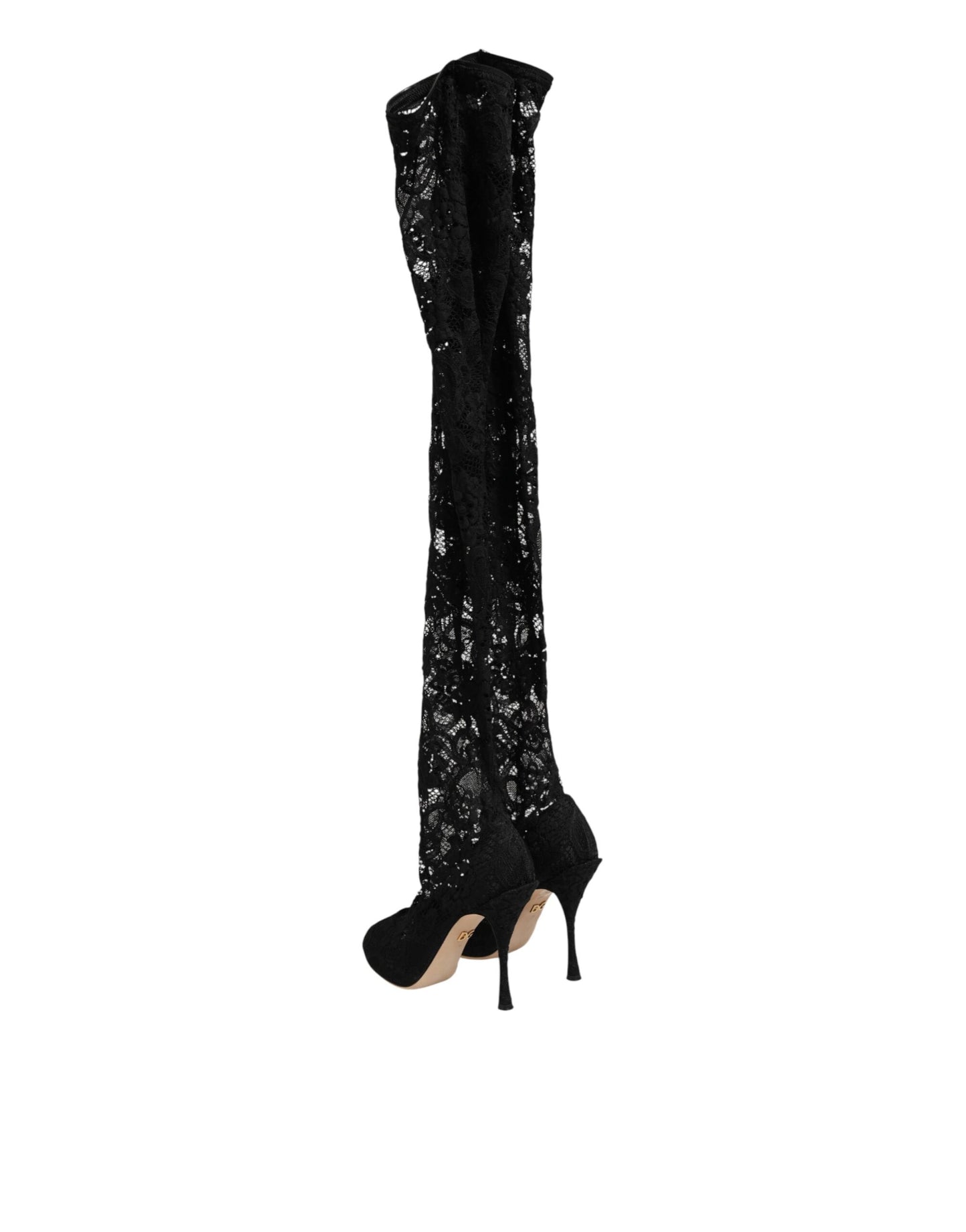 Dolce & Gabbana Black Taormina Lace Sock Boots