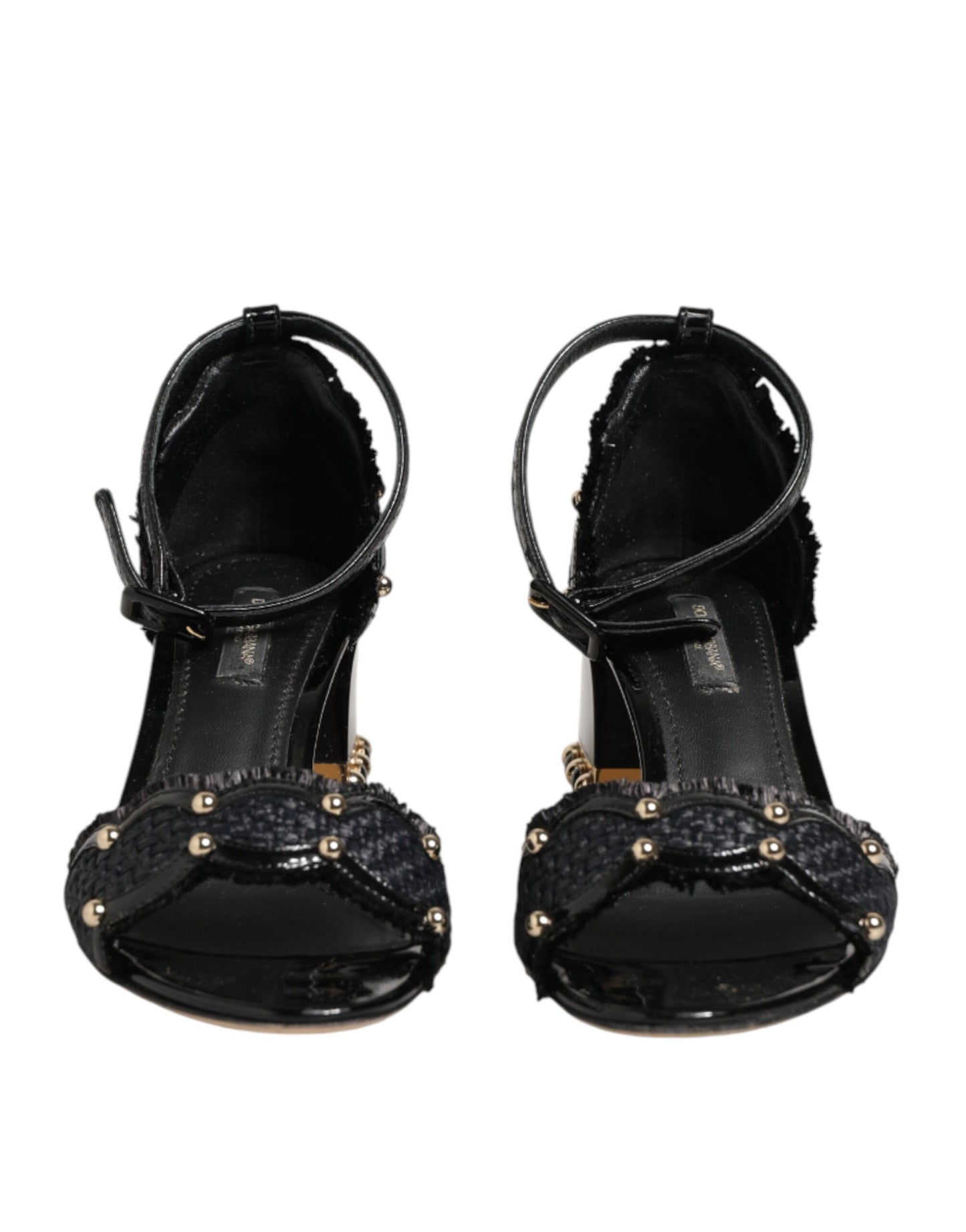 Dolce & Gabbana Black Studded Ankle Strap Sandals
