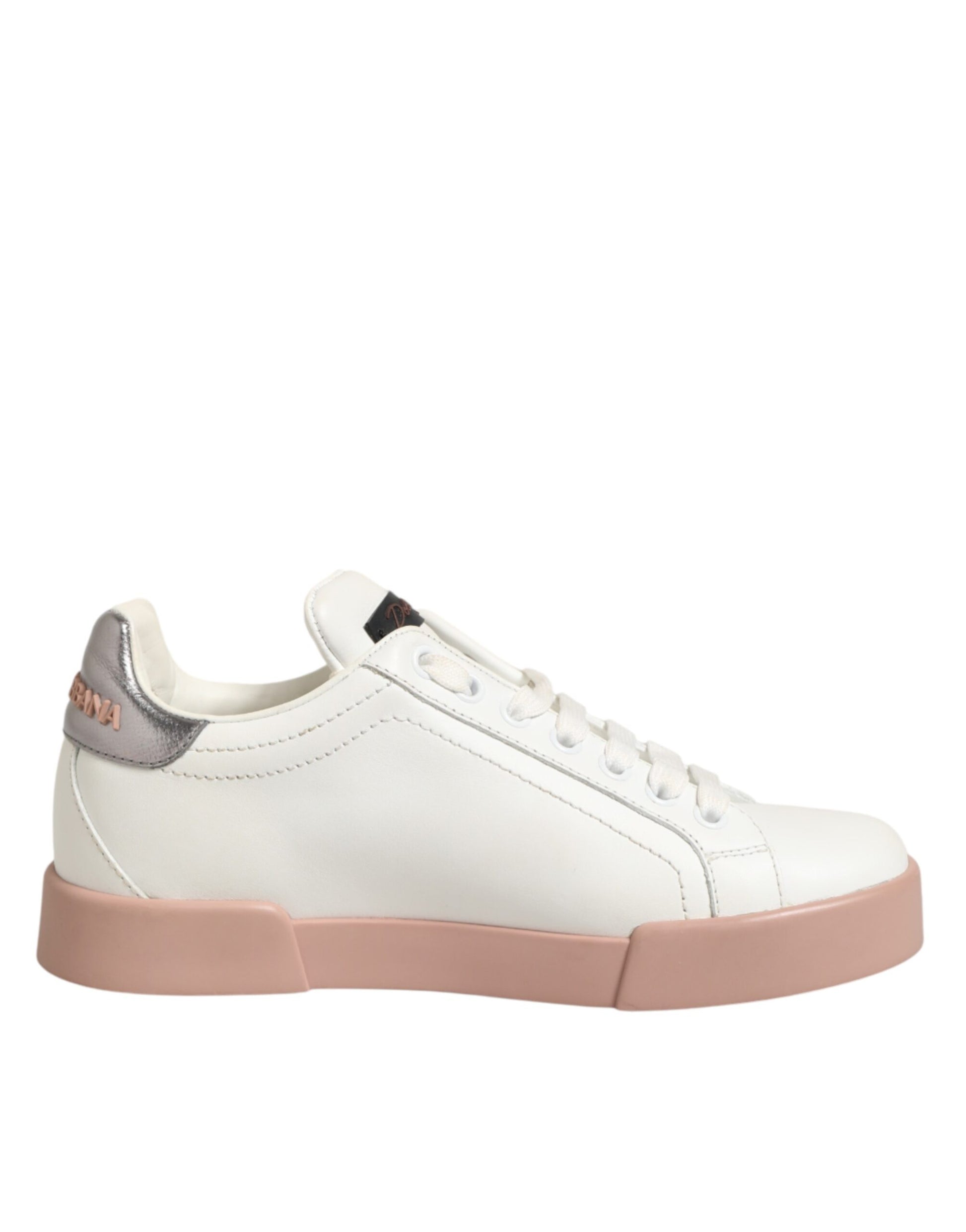 Dolce & Gabbana White Leather Sacred Heart Sneakers